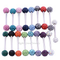 Shamballa Double Crystal Ball Industrial Barbell 316L Charms Industrial Piercing-Schmuck